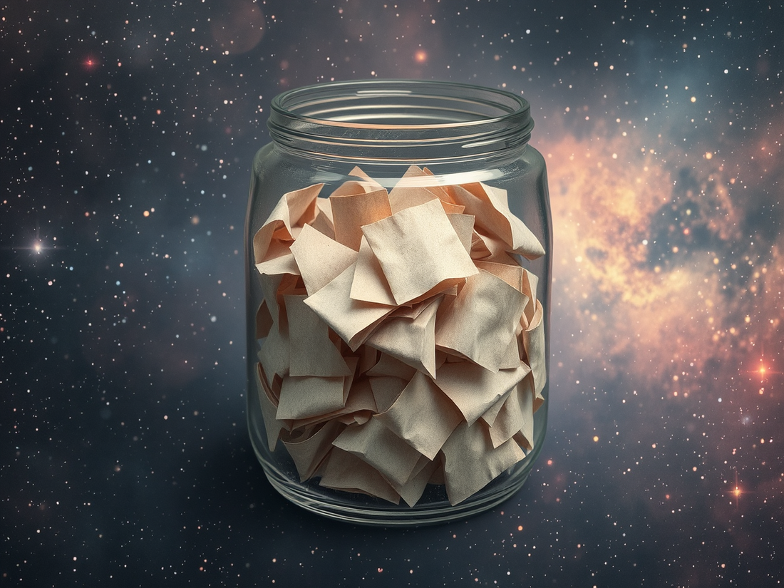A gratitude glass jar with notes inside expressing love and gratitude