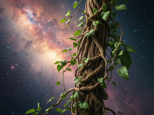 "Close-up of Banisteriopsis caapi vine harvested in the Amazon rainforest, used for Pure Vine spiritual plant medicine