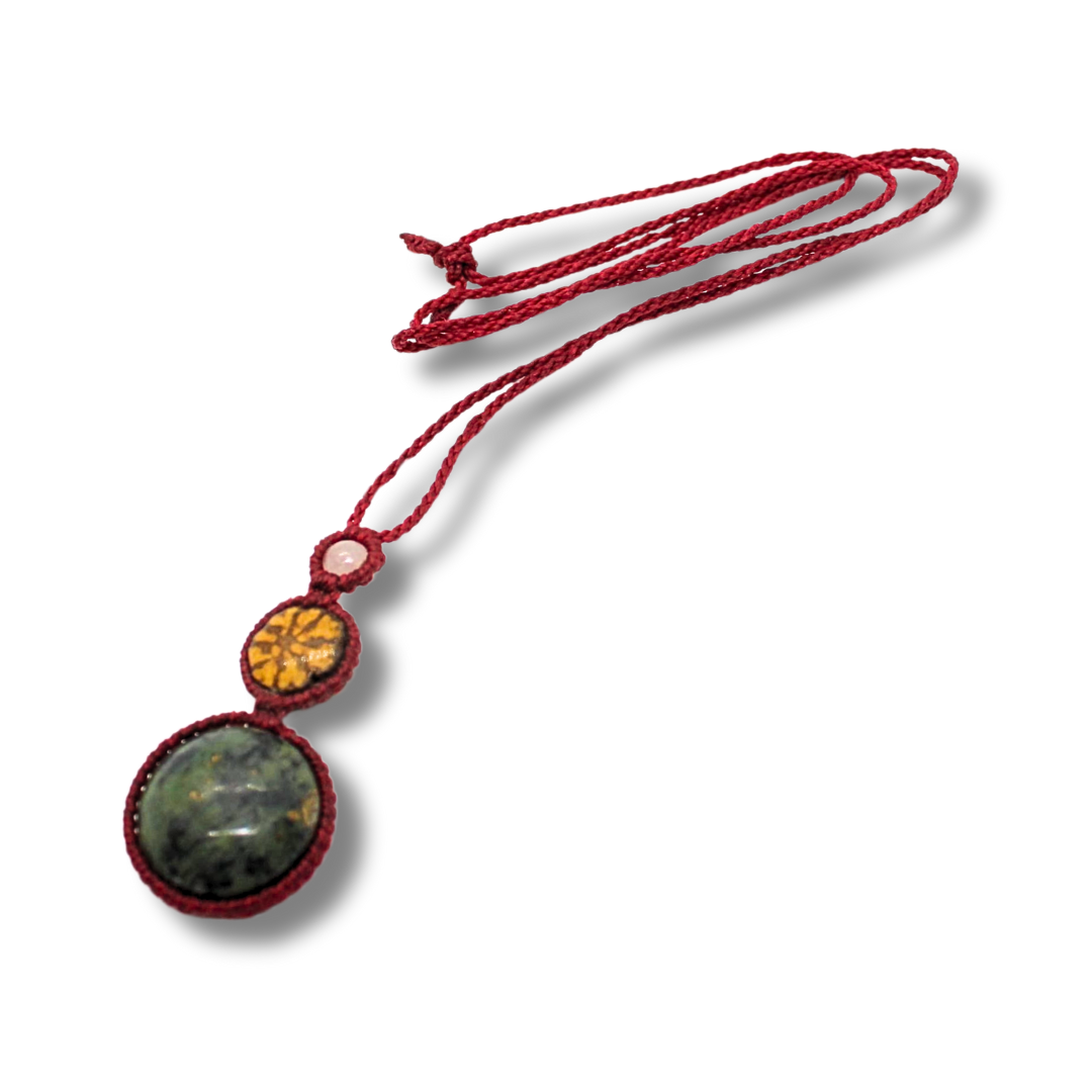 Shipibo Pendant with Ayahuasca Vine and Vesuvianite Awake Healer