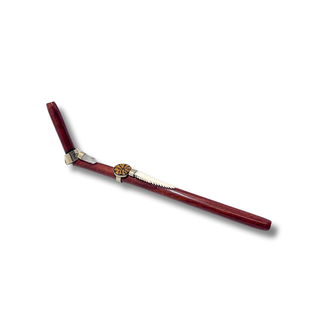 Tepi - Rosewood Shipibo Ayahuasca Quartz Crystal Shamanic Hape Rapeh Pipe