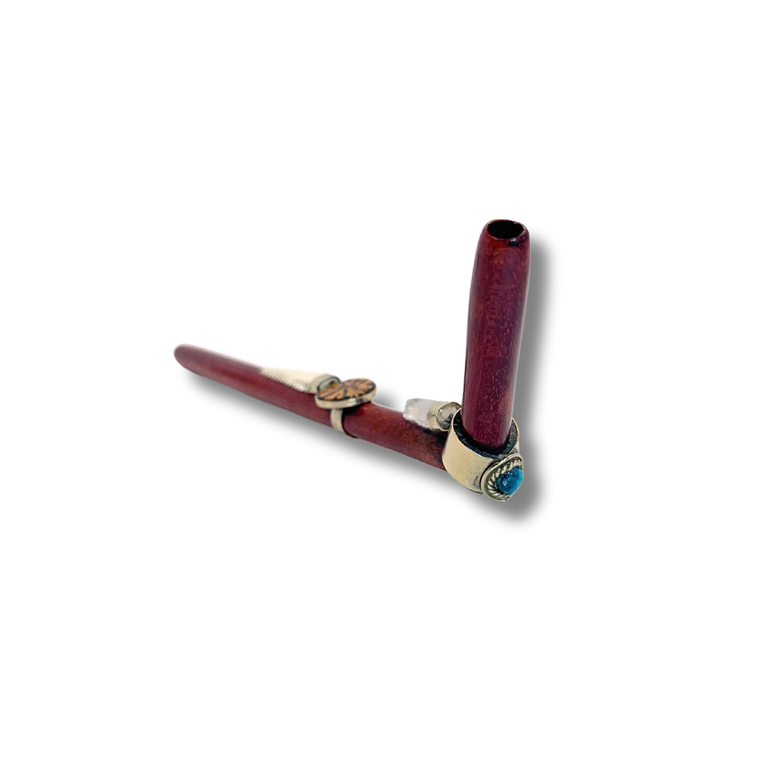 Tepi - Rosewood Shipibo Ayahuasca Quartz Crystal Shamanic Hape Rapeh Pipe
