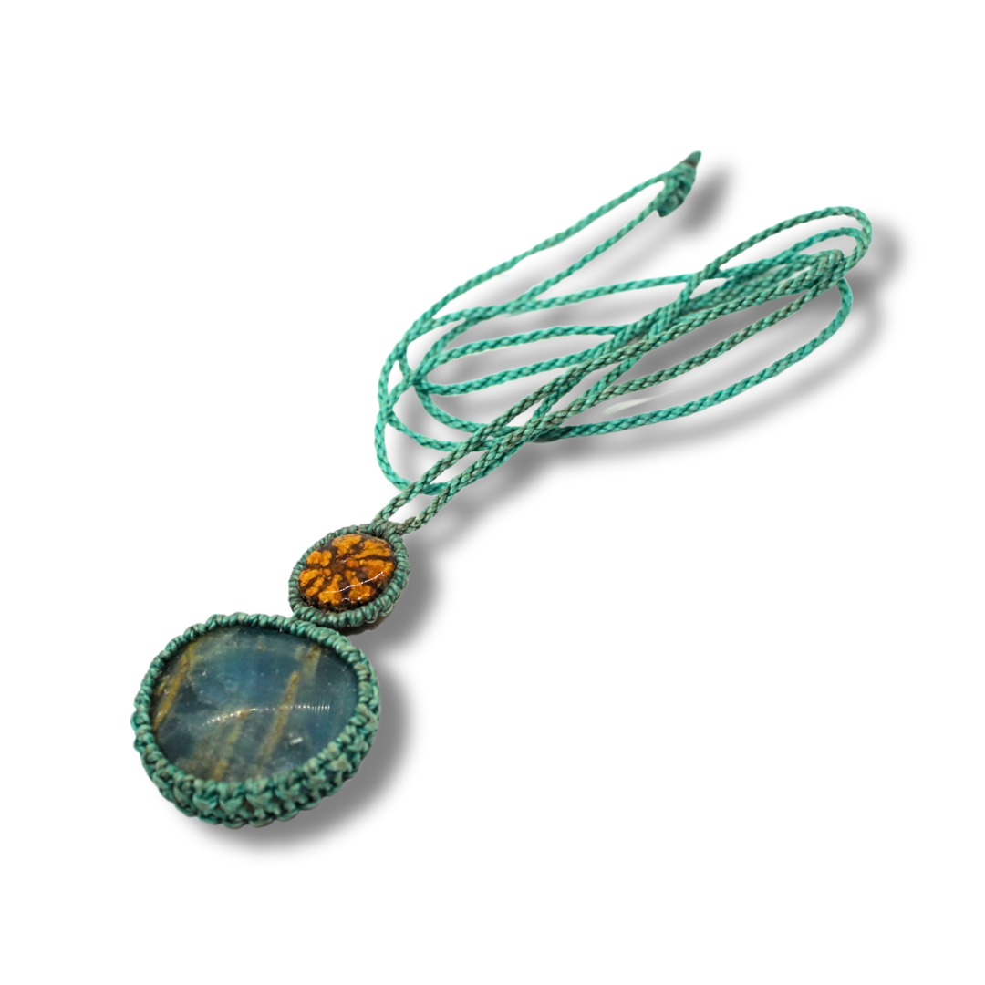 Shipibo Pendant with Ayahuasca Vine and Labradorite Awake Healer