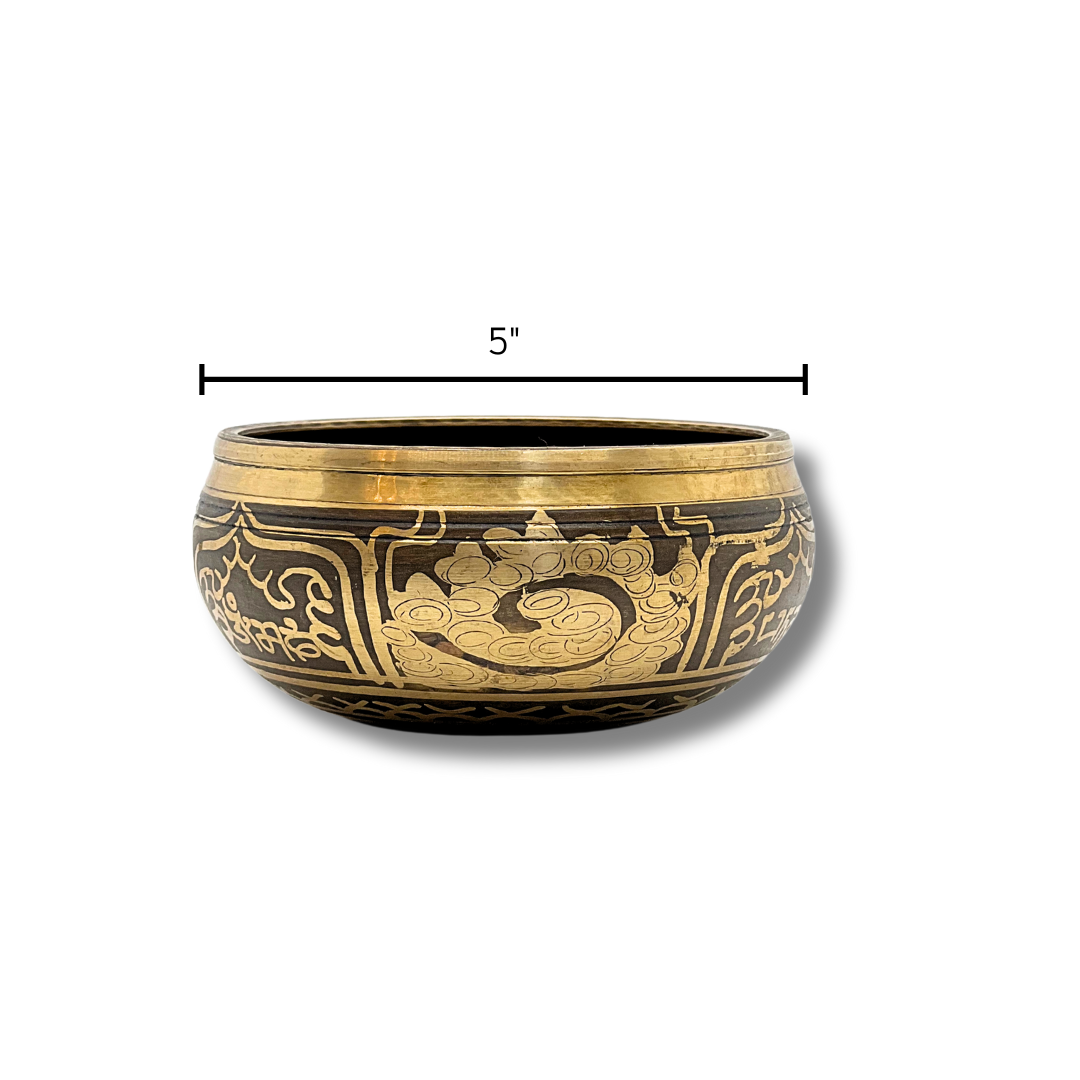 Hand-Hammered Singing Bowl W/ Buddha meditation (5-Inch) Awake Healer
