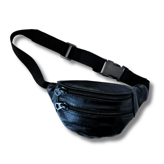 Black Leather Fanny Pack for Men & Women Awake Healer