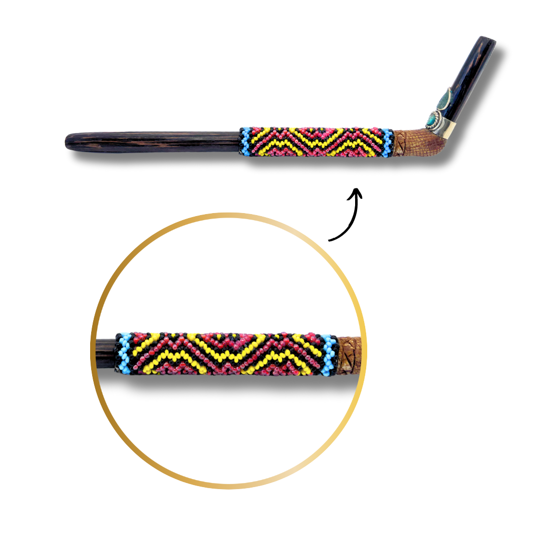 Shipibo Chonta Wood Beaded Tepi Shamanic hape rapeh administrator pipe Awake Healer