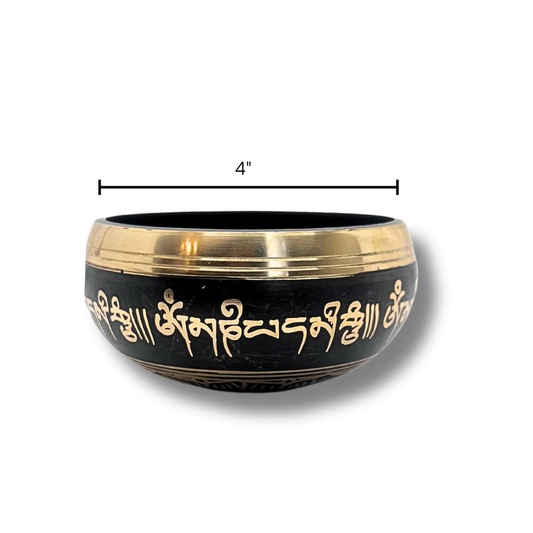 Handmade Bronze Singing Bowl (4-inch) From Nepal Om Mani Padme Hum Design