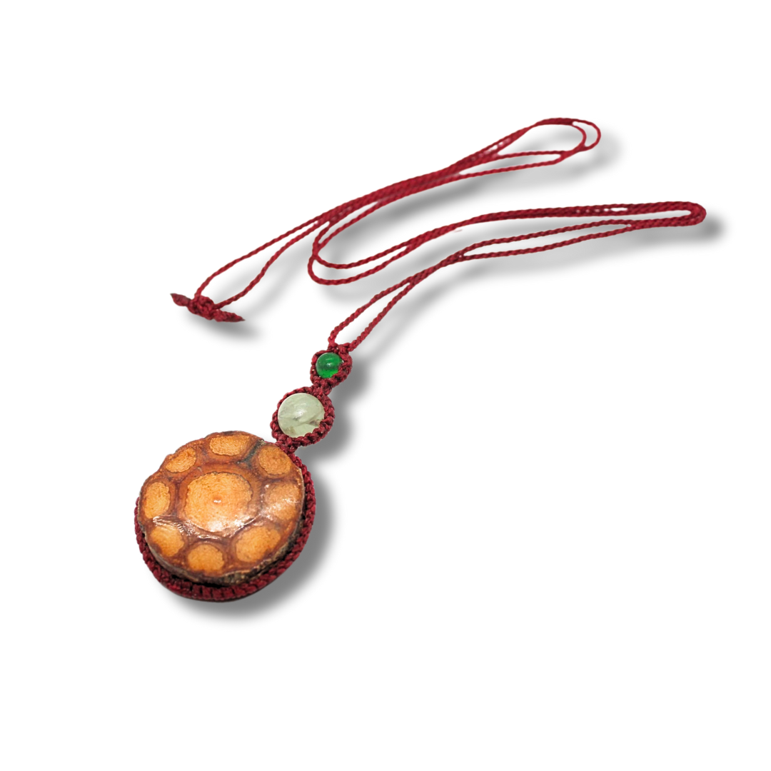 Beautiful Shipibo Pendant with Ayahuasca Vine, Clear Quartz, and Aventurine Awake Healer