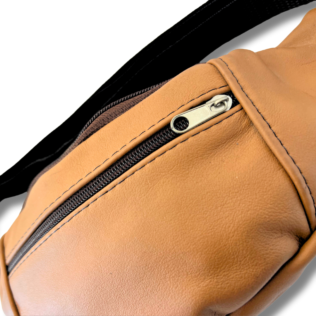Stylish Tan Leather Fanny Pack Waist Bag – Perfect for Everyday Use Awake Healer