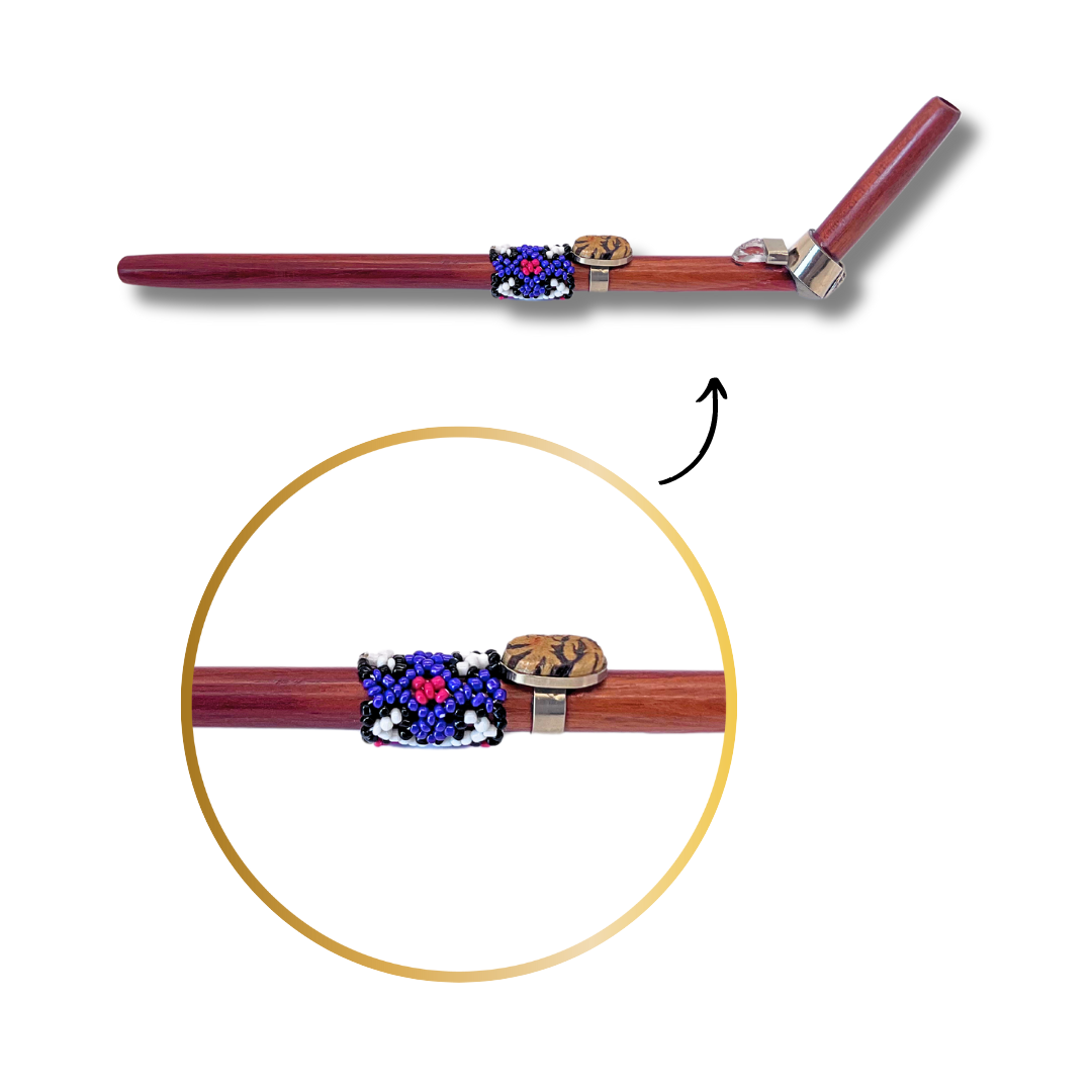 Shipibo Ayahuasca and Quartz Rosewood Beaded Tepi - Handcrafted Artistry 9"