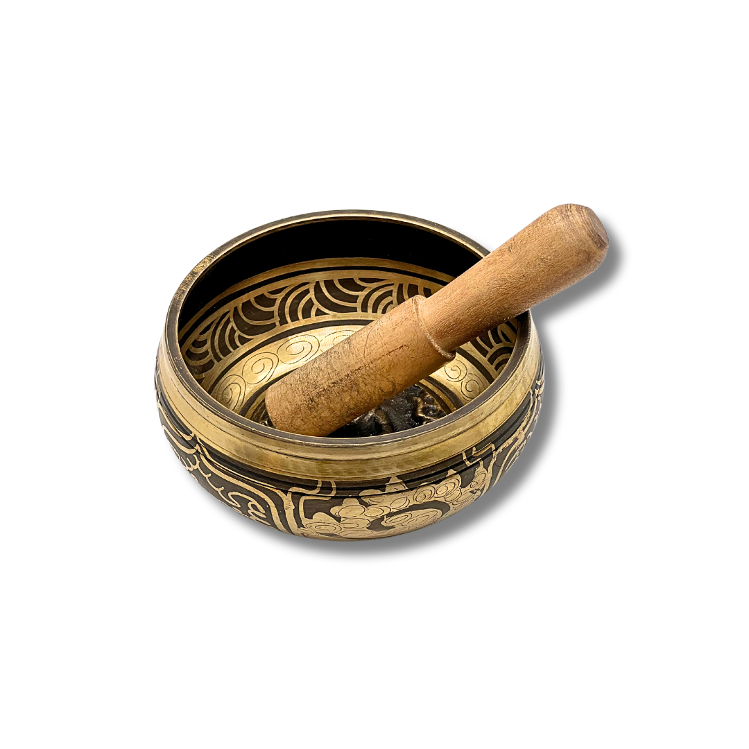 Hand-Hammered Singing Bowl W/ Buddha meditation (5-Inch) Awake Healer