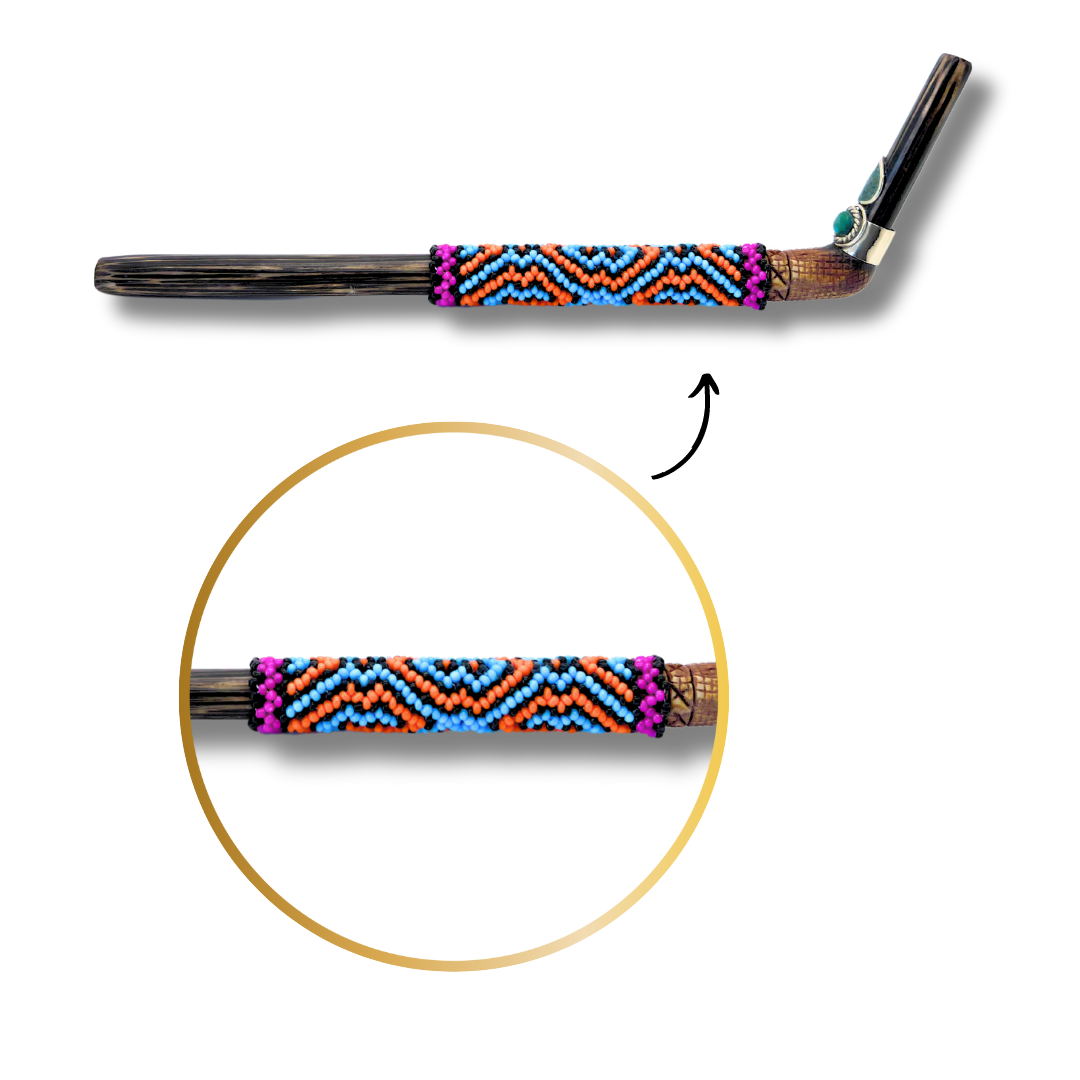 Shipibo Chonta Wood Beaded Tepi Shamanic hape rapeh administrator pipe Awake Healer