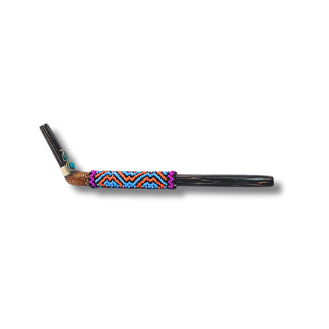 Shipibo Chonta Wood Beaded Tepi Shamanic hape rapeh administrator pipe
