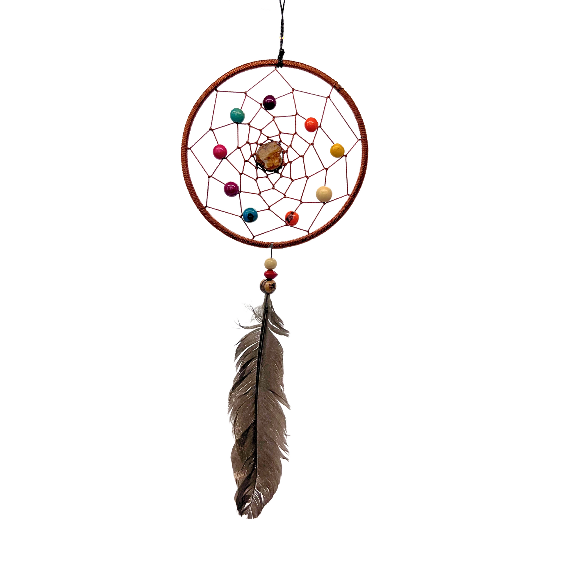 Copper Sacred Amazonian Dream Catcher - Ayahuasca Wood & Ethically Sourced Feather Awake Healer