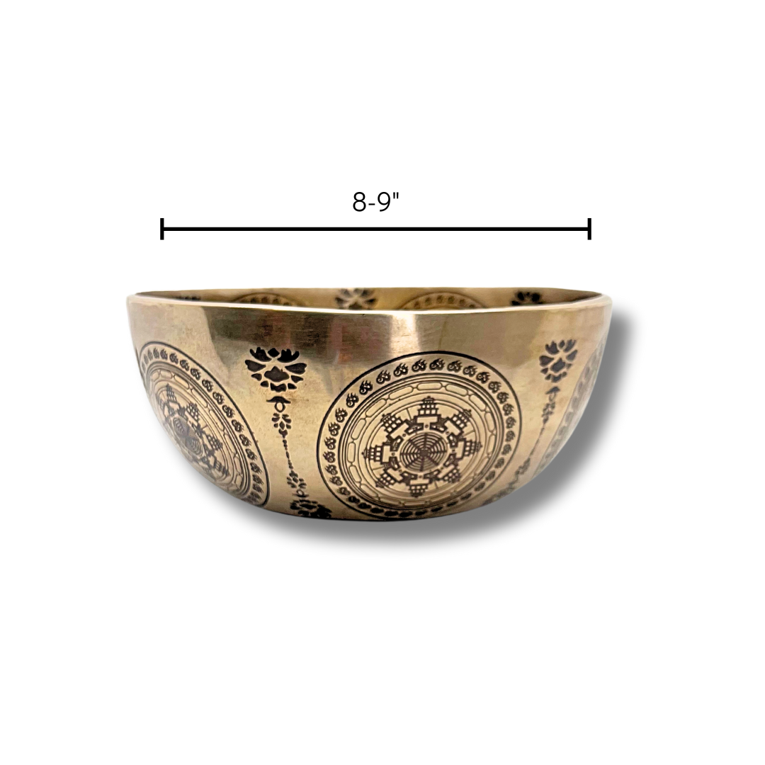 Handmade Bronze Singing Bowl Krishna design (8-9 inch) Awake Healer