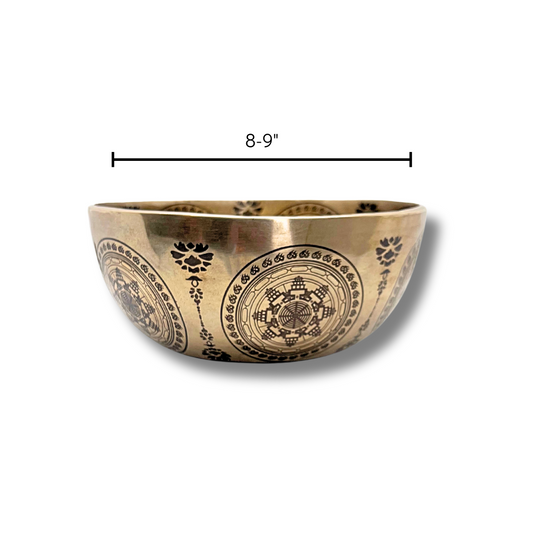 Handmade Bronze Singing Bowl Krishna design (8-9 inch) Awake Healer