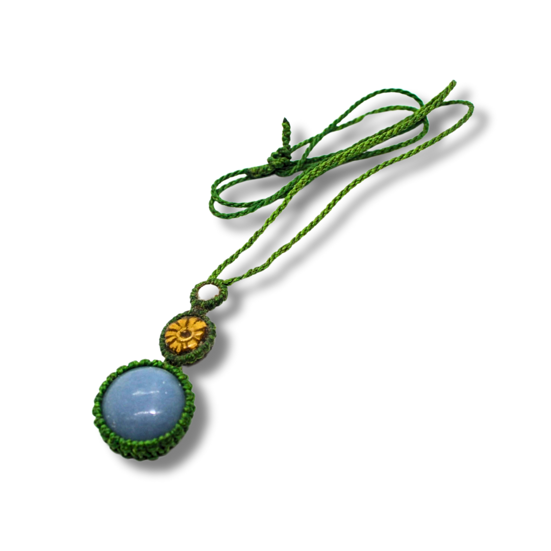 Shipibo Pendant with Ayahuasca Vine and Anhydrite Awake Healer