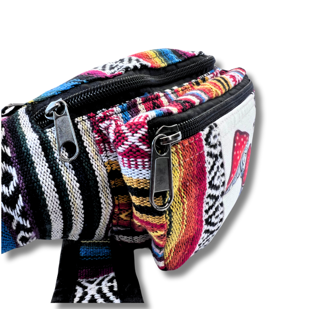 Eco-Friendly Boho multicolor Mushroom Hemp Fanny Pack Awake Healer