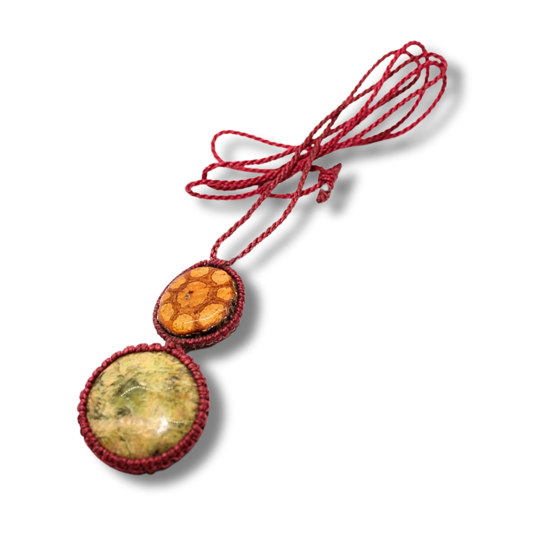 Shipibo Pendant with Ayahuasca Vine and Serpentine Awake Healer