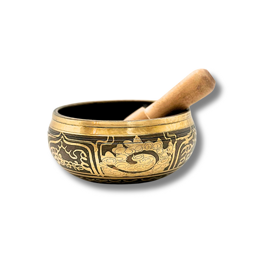 Hand-Hammered Singing Bowl W/ Buddha meditation (5-Inch) Awake Healer