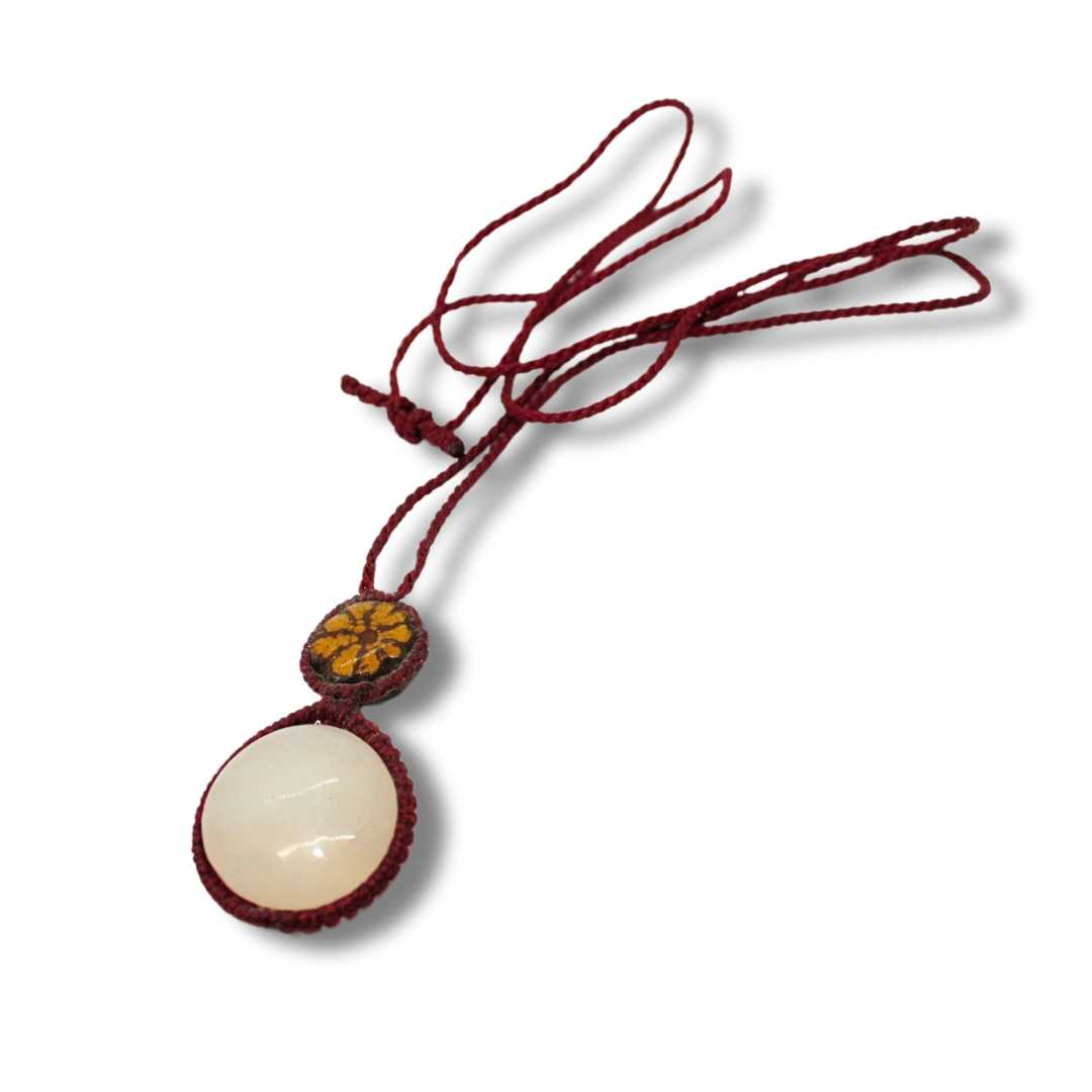 Shipibo Pendant with Ayahuasca Vine and Rose Quartz Awake Healer