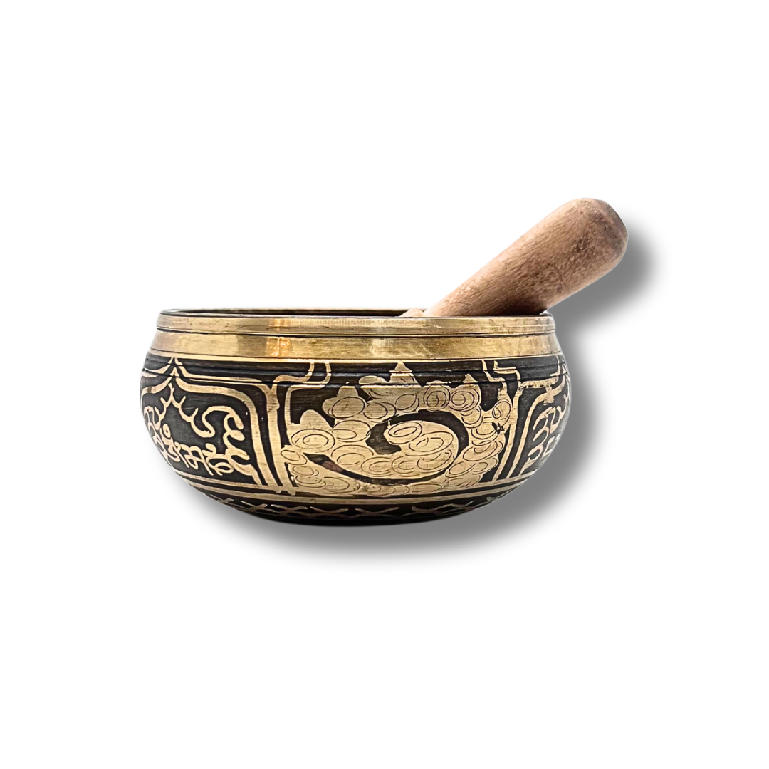 Hand-Hammered Singing Bowl W/ Buddha meditation (5-Inch) Awake Healer