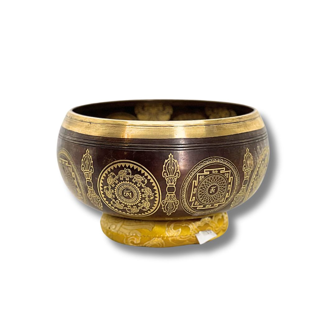 Handmade Bronze Singing Bowl Om Design (7-8 inch) Awake Healer