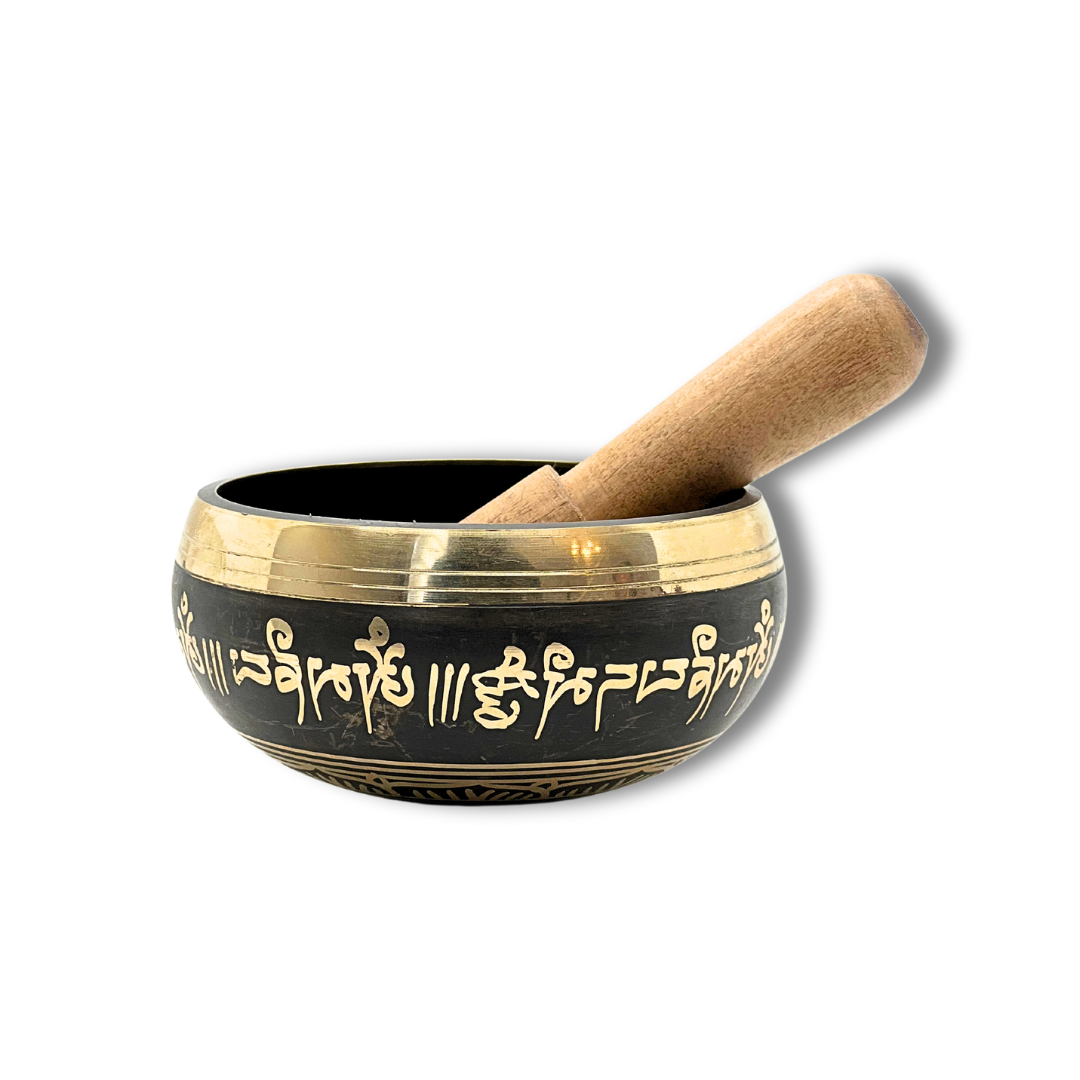 Handmade Bronze Singing Bowl (4-inch) From Nepal Om Mani Padme Hum Design