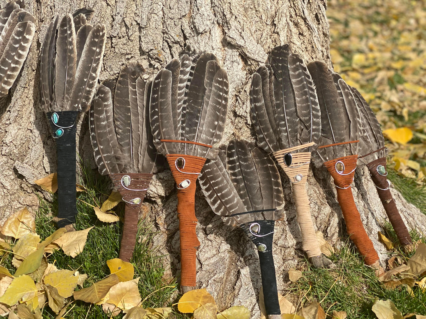 Crystal-Charged Handmade Feather Fans - Embrace Sacred Rituals Awake Healer