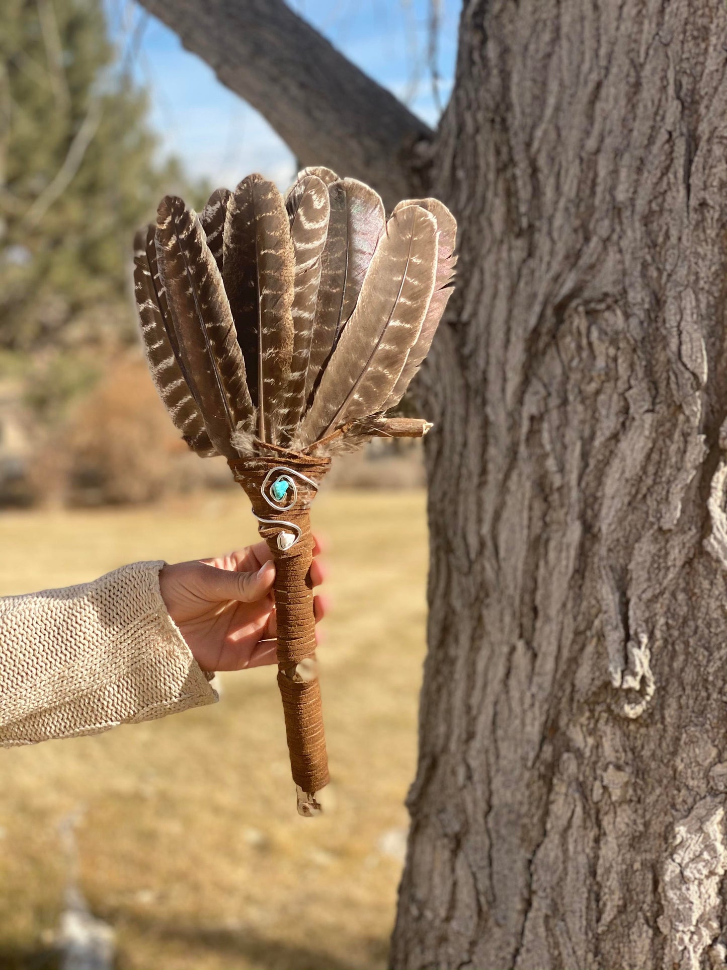 Crystal-Charged Handmade Feather Fans - Embrace Sacred Rituals Awake Healer