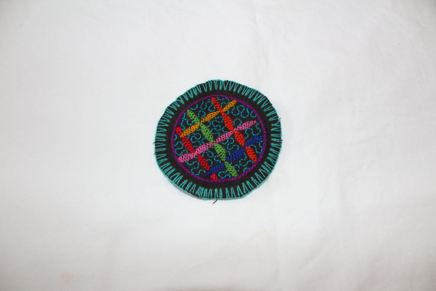 Shipibo Handstiched Round Tapestry Awake Healer
