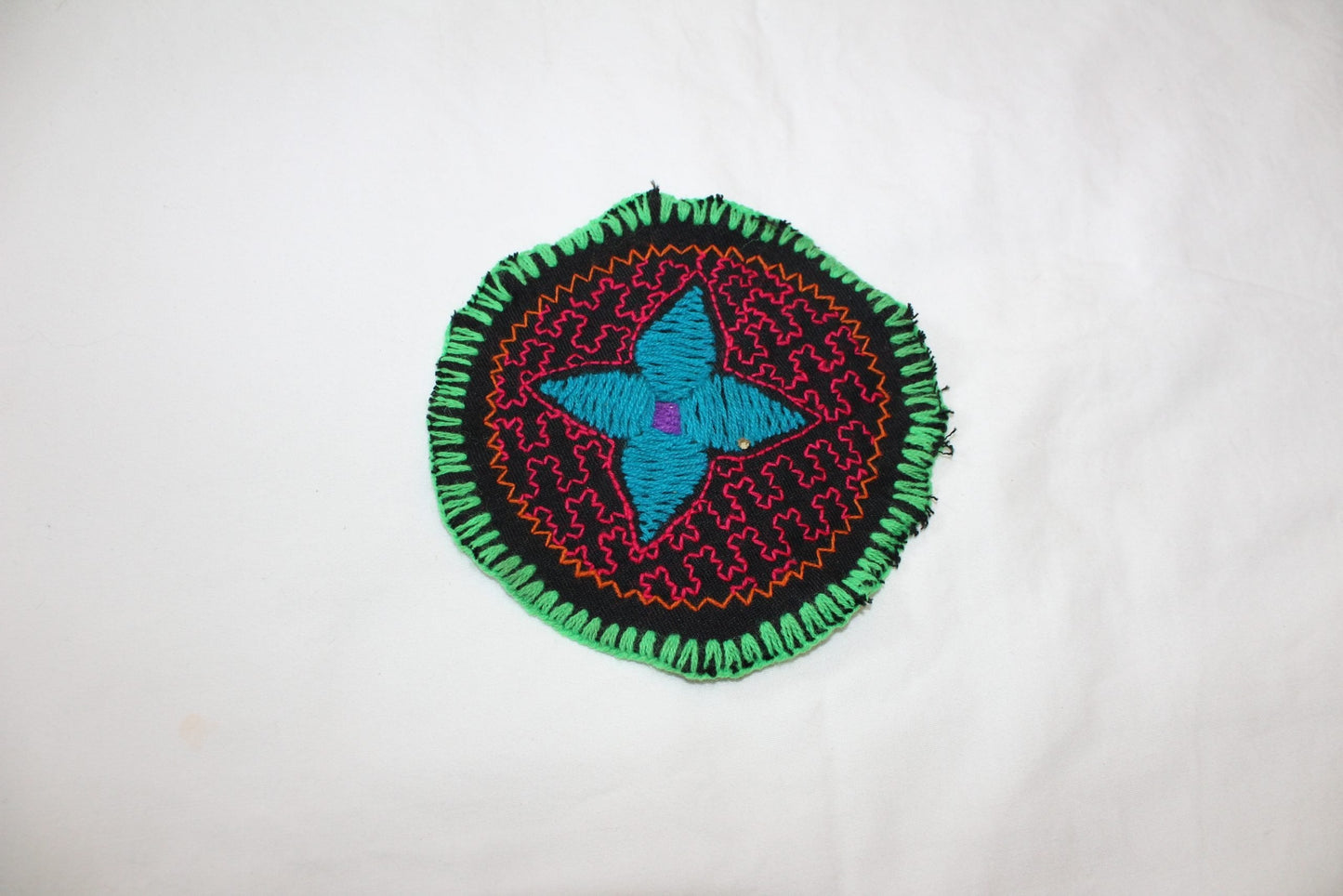 Shipibo Handstiched Round Tapestry Awake Healer