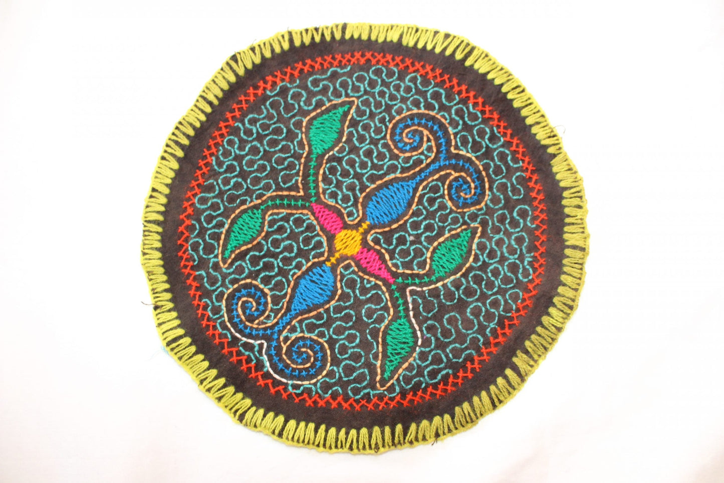 Shipibo Handstiched Round Tapestry Awake Healer