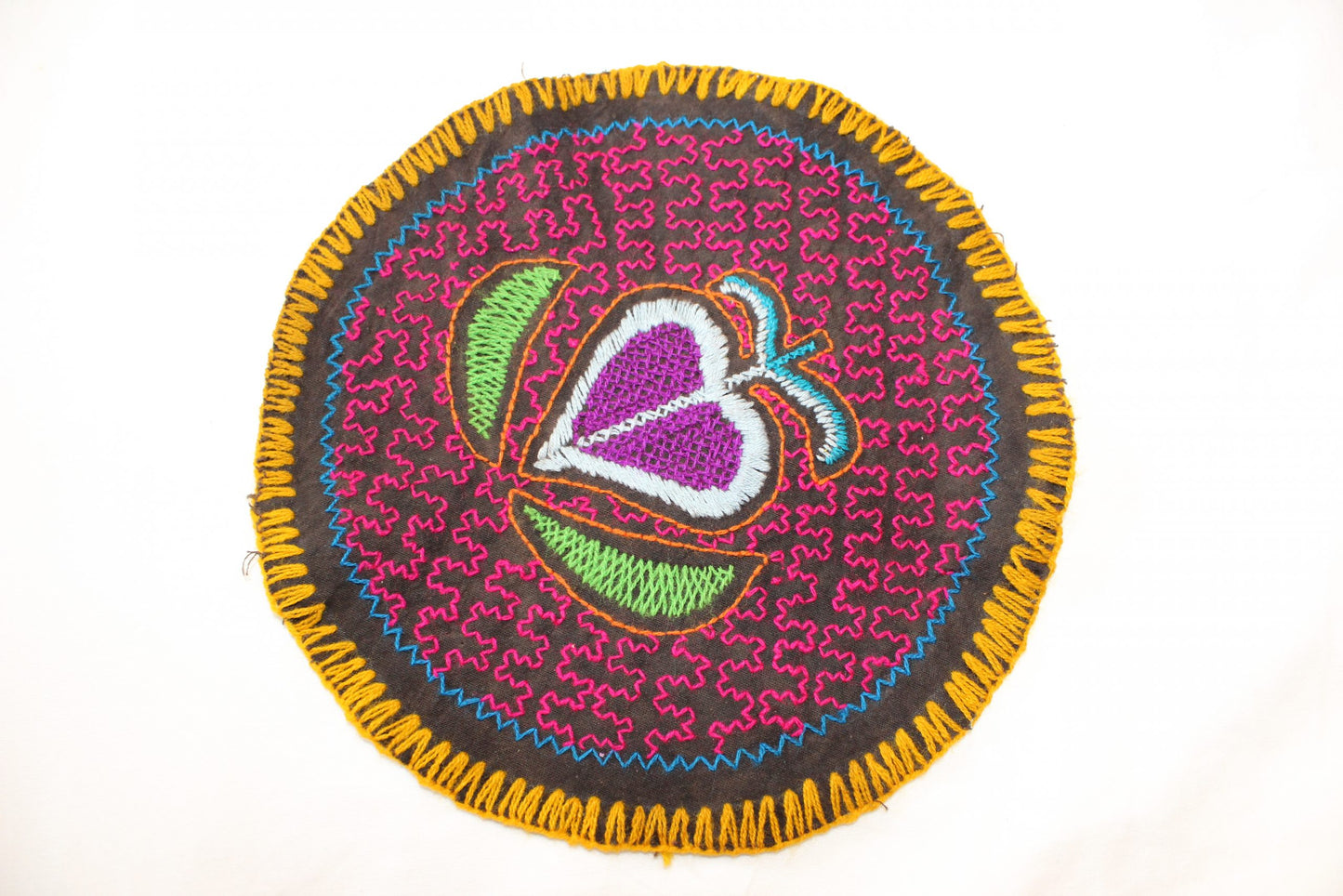 Shipibo Handstiched Round Tapestry Awake Healer