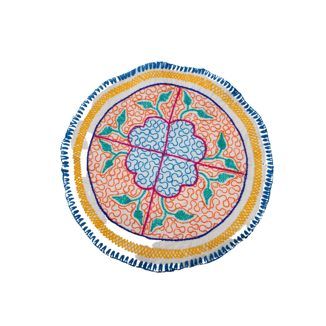 Shipibo Handstiched Round Tapestry Awake Healer