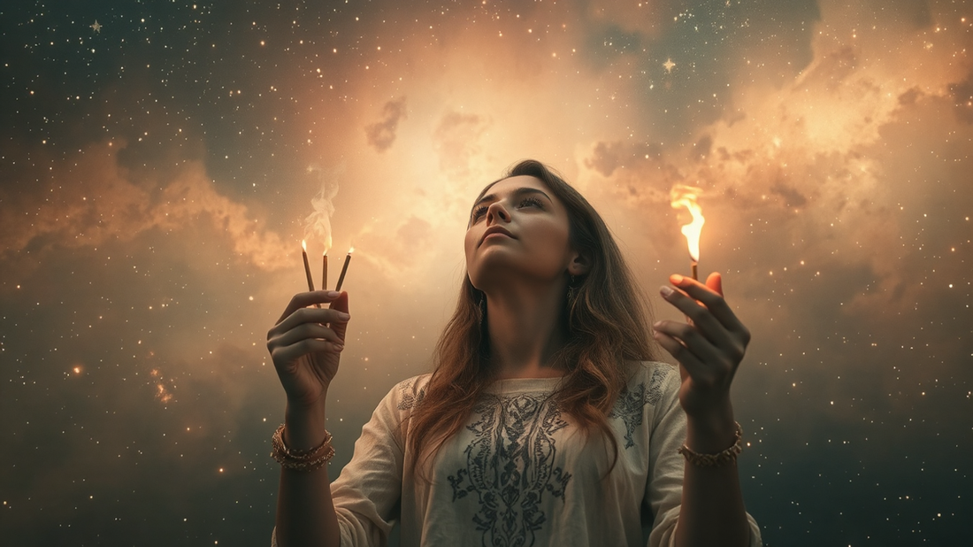 A woman holding incenses