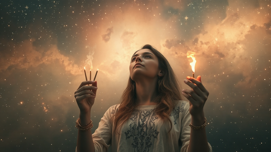 A woman holding incenses