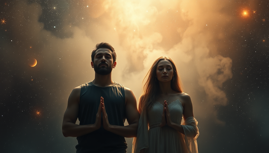 A man and a woman self-healing with plant medicine in daily spiritual practices