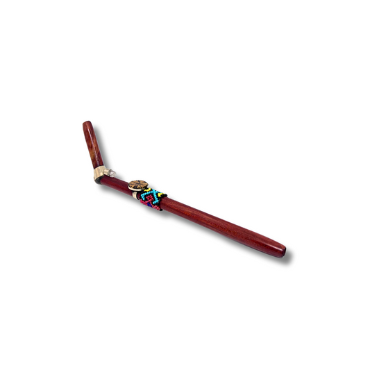 Shipibo Ayahuasca and Quartz Rosewood Beaded Tepi - Handcrafted Artistry 9"