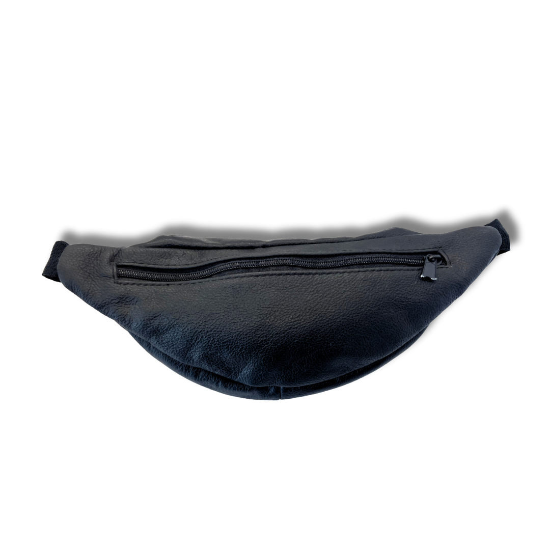 Handmade Black Leather Fanny Pack – Artisan Craftsmanship waist bag