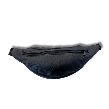 Handmade Black Leather Fanny Pack – Artisan Craftsmanship waist bag