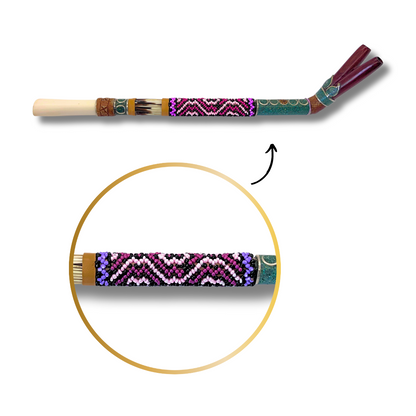 Double-Barreled Shipibo Bone Tepi with Porcupine Quill Beading 10.5" Awake Healer