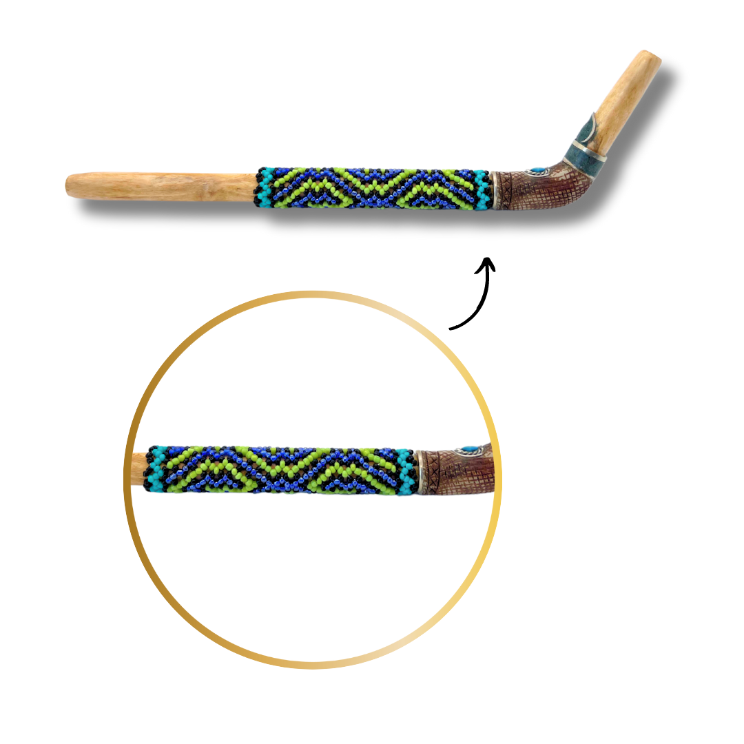 Sacred Amazonian Tepi Hapé Pipe – Shipibo beaded craftsmanship for meditation and spiritual practice