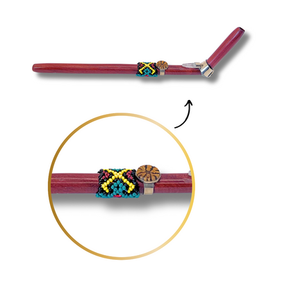 Shipibo Ayahuasca and Quartz Rosewood Beaded Tepi - Handcrafted Artistry 9"