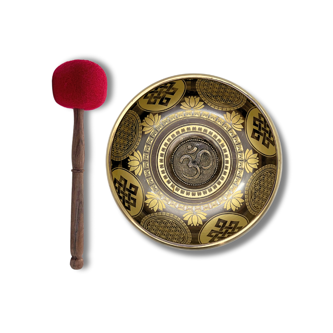 Handmade Bronze Singing Bowl Om Design (7-8 inch)
