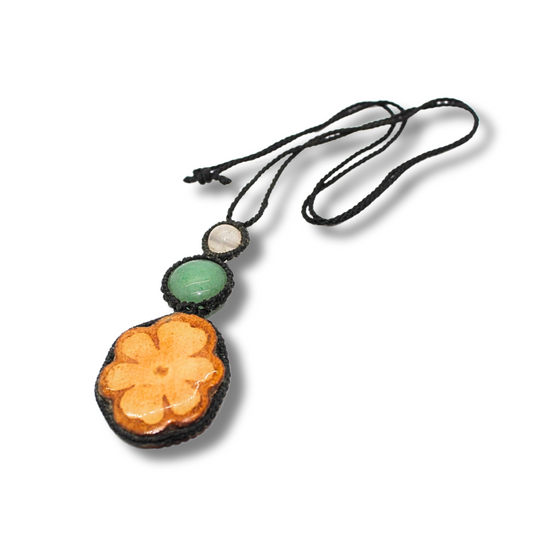 Shipibo Pendant with Ayahuasca Vine and Green Jade