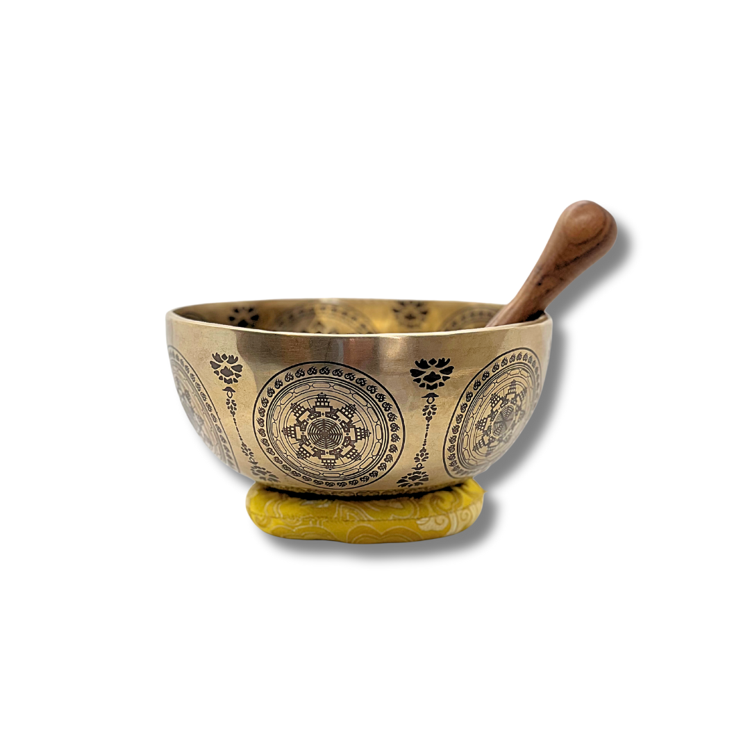 Handmade Bronze Singing Bowl Krishna design (8-9 inch) Awake Healer