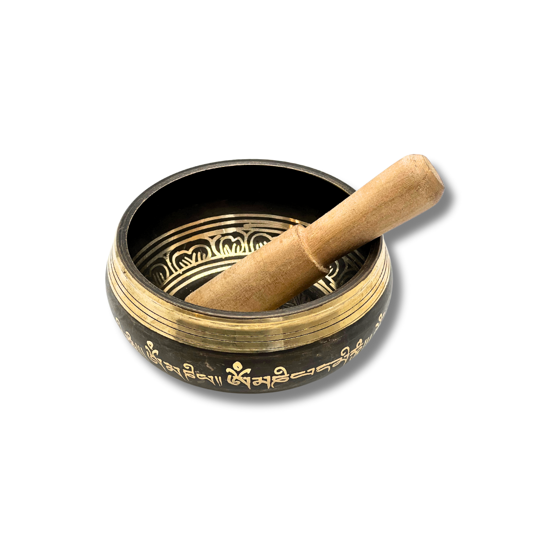 Hand-Hammered Bronze Singing Bowl (5-inch) Om Mani Padme Hum Design Awake Healer