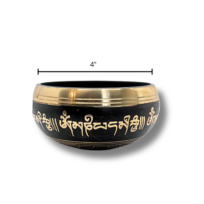 Handmade Bronze Singing Bowl (4-inch) From Nepal Om Mani Padme Hum Design