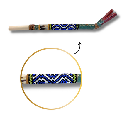 Double-Barreled Shipibo Bone Tepi with Porcupine Quill Beading 10.5" Awake Healer