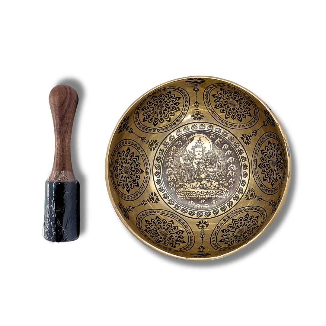 Handmade Bronze Singing Bowl Krishna design (8-9 inch) Awake Healer